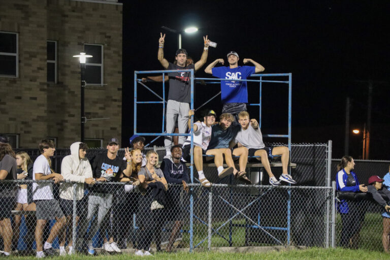 College students support the team at University of Saint Francis
